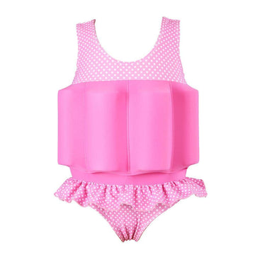 Kids Baby Girls Polka Dot Floatation Swimsuit With Adjustable Buoyancy Bathing Swimwear Toddler One Piece Swimming Suit Summer S