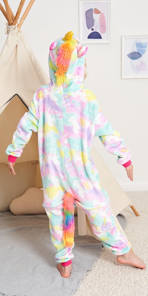 Riverchan Kids Unicorn Onesie Animal Pajamas Halloween Costume (6-8Year)