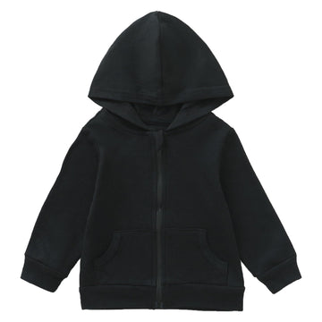 Romperinbox Unisex Solid Baby Sweatshirts Hoodies, Lightweight Full Zip-Up Jackets Coat 0-24 Months (Black, 0-3 Months)