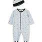 Little Me Baby Boys 2-Piece Boys' And Cap Set Footie, Grey Heather Multi, 6 Months Us