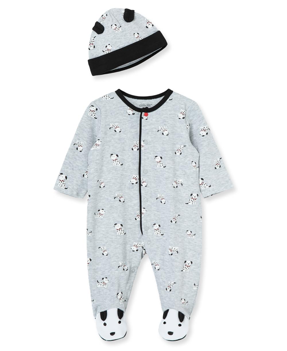 Little Me Baby Boys 2-Piece Boys' And Cap Set Footie, Grey Heather Multi, 6 Months Us