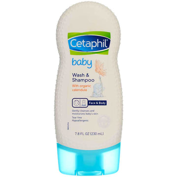 Cetaphil Baby - Wash & Shampoo - with Organic Calendula - Net Wt. 7.8 FL OZ (230 mL) Per Bottle - Pack of 2 Bottles (Packaging/D