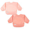 Tiny Twinkle Mess Proof Baby Bib, 2 Pack Long Sleeve Bib Outfit, Waterproof Bibs For Toddlers, Machine Washable, Tug Proof (Peac