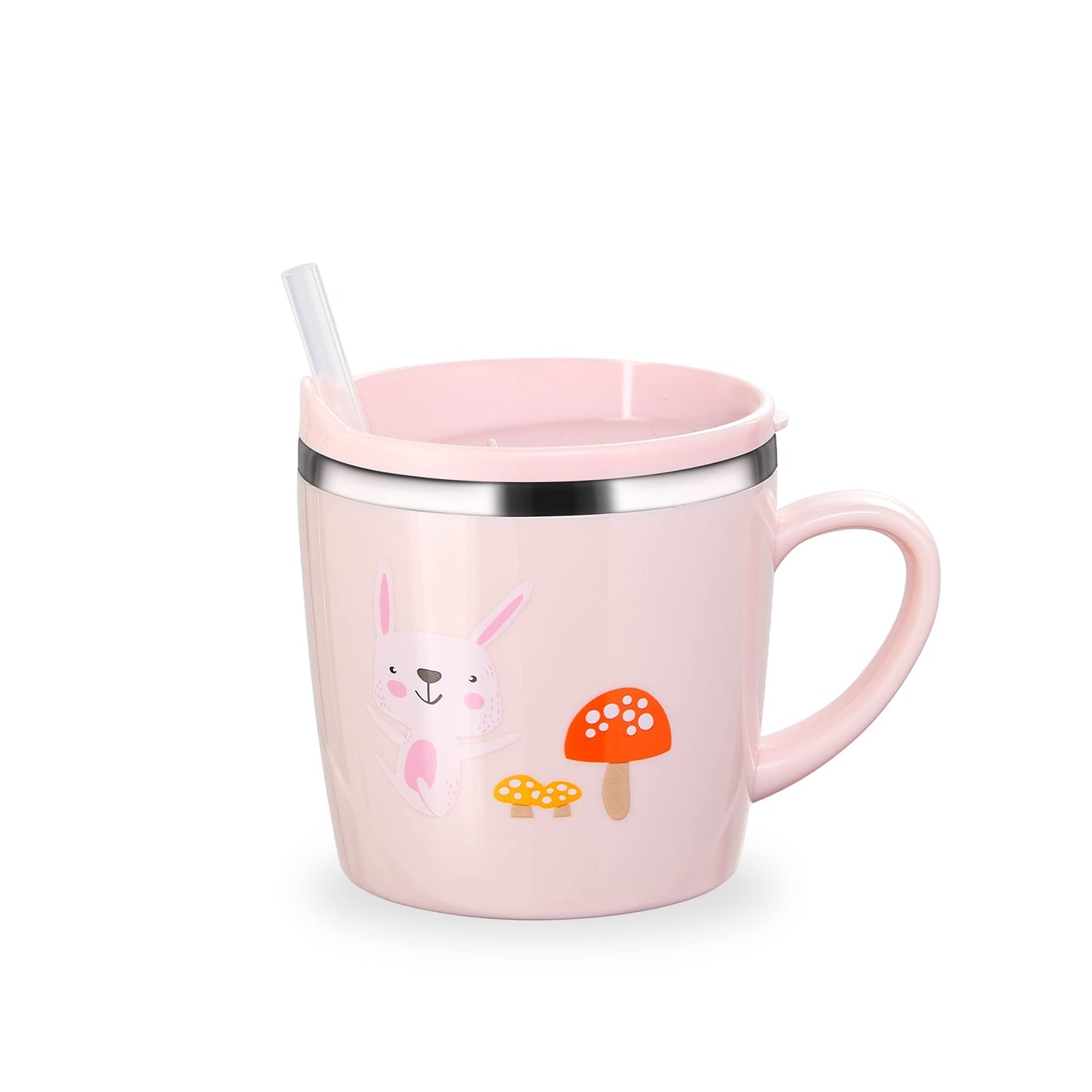 Valueder Kids Baby Toddler Cups Mug Sippy Learning Trainer Cup for Milk Coffee Hot Chocolate Stainless Steel Trainer Straw Cup w