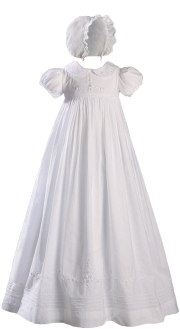Little Things Mean A Lot Helena Cotton Christening Gown Size - 6 Months White
