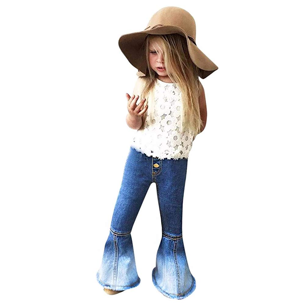 Modntoga Baby Girls Denim Bell Bottom Jeans Vintage Toddler Kid Flare Pants Jean WBBAPB07HMN6WD4