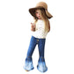 Modntoga Baby Girls Denim Bell Bottom Jeans Vintage Toddler Kid Flare Pants Jeans Western Little Cowgirl Outfit Hippie Pants (Da