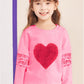 Little Hand Toddler Girls Ruffle Sleeve Shirts Kids Love Heart Pasting Clothes Valentine'S Tee Sweatshirt For 3T