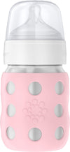 Lifefactory 8-Ounce Stainless-Steel Vacuum-Insulated Wide-Neck Baby Bottle With Stage 2 Nipple (3-6 Months) Desert Rose (Ls2211W