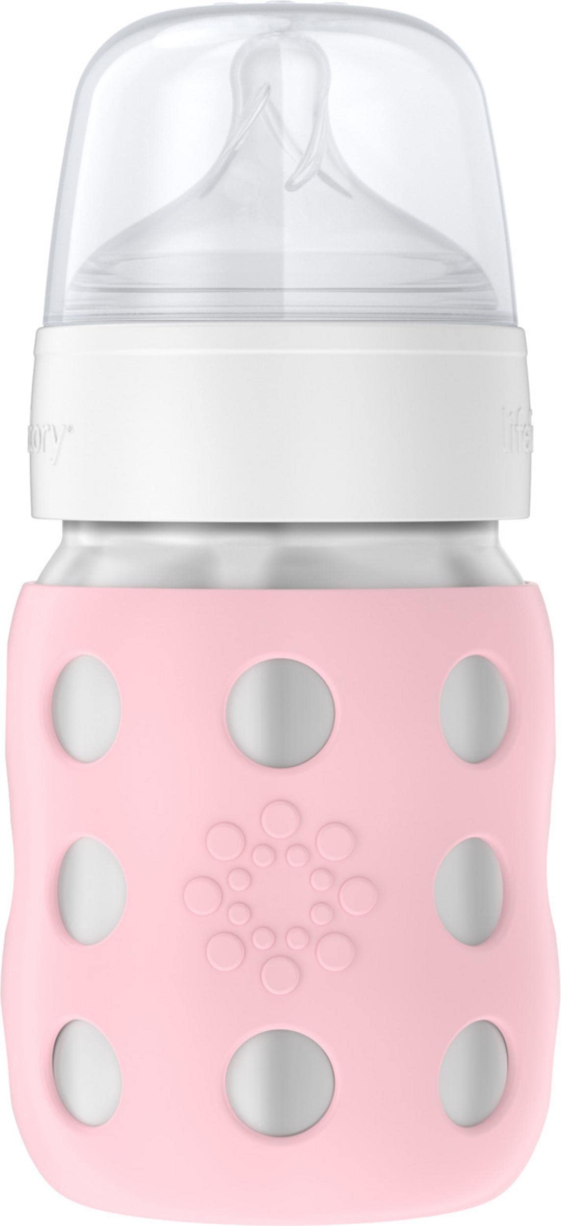 Lifefactory 8-Ounce Stainless-Steel Vacuum-Insulated Wide-Neck Baby Bottle With Stage 2 Nipple (3-6 Months) Desert Rose (Ls2211W