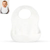 Glun Silicone Bib Comes With Crumb Catcher Bowl, Pack Of 1 White Colour, Easily Wipes Clean, Comfortable Soft Baby Bibs, Less Ti