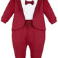 Lilax Baby Boy Gentleman Tuxedo Footie Christmas Holiday Outfit With Bow Tie 3M Red