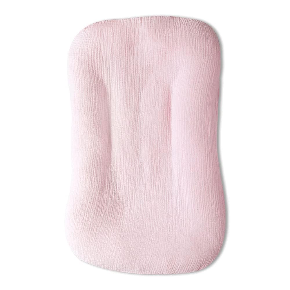 Hooyax Muslin Baby Lounger Cover Soft Organic Cotton Slipcover Fits Newborn Lounger For Baby Boys And Girls (Pink)