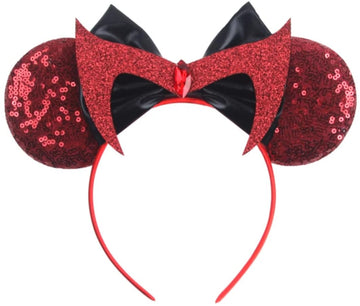 Clgift Wanda Minnie Ears,Pick Your Color, Evil Witch Minnie Ears, Burgundy Minnie Ears, Red Sparkle Mouse Ears,Classic Red Sequi