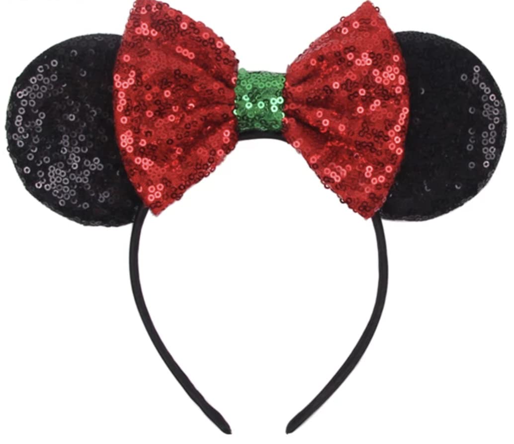 Clgift Christmas Mickey Ears, Holiday Mickey Ears, Christmas Minnie Ears, Red Minnie Ears, Rainbow Sparkle Mouse Ears,Classic Re