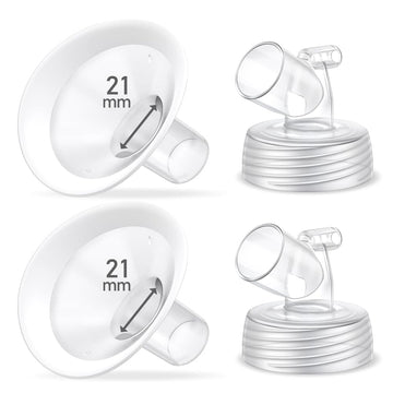 2 Packs 21Mm Flange Set, Updated Soft Rim Shield And Wide Mouth Base Connector Pump Parts For Spectra S2 Spectra S1 9 Plus Breas