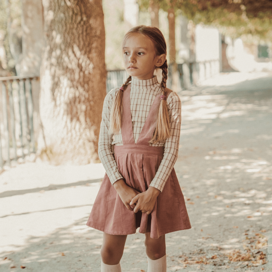 The Printed Turtleneck - Mauve Check