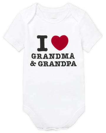 The Children'S Place Baby Single Short Sleeve 100% Cotton Bodysuits, I Heart Grandma And Grandpa, 9-12 Months