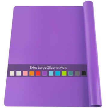 Extra Large Silicone Mats For Kitchen Counter, 27.6'' X 19.7'' Nonskid Silicone Placemats For Kids, Nonstick Purple Silicone Mat