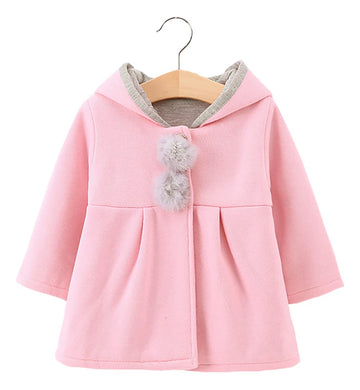 Urtrend Baby Girl'S Toddler Winter Coat Jacket Outerwear Ears Hoodie(Tag 8/80,Pink)