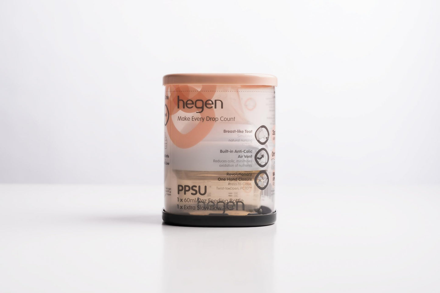 Hegen Easy To Clean Anti-Colic Baby Bottle, 2Oz For 0 To 1 Month