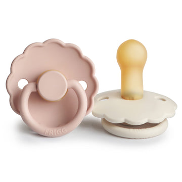 Frigg Daisy Natural Rubber Baby Pacifier | Made In Denmark | Bpa-Free (Blush/Cream, 6-18 Months) 2-Pack