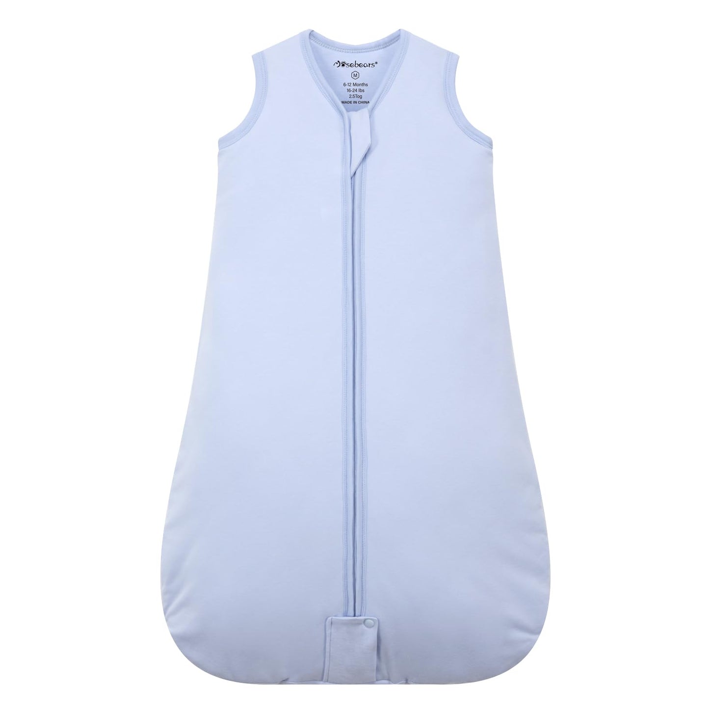Mosebears Sleep Sack Baby Winter Wearable Blanket with 2-Way Zipper,2.5 TOG Cotton Sleep Sack Unisex (Fog Blue, 18-24 Months)