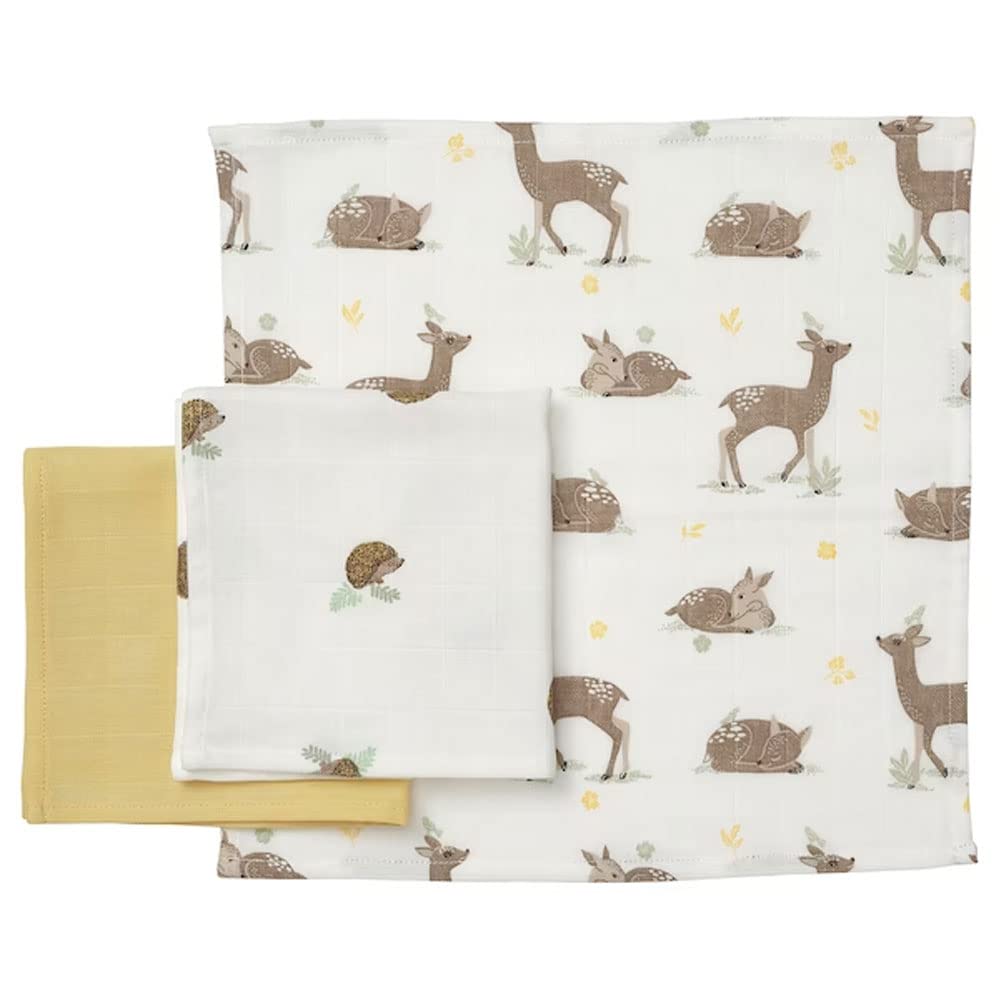 TROLLDOM Washcloth for Wiping Face, Changing Diapers, runny Nose (Animal Pattern/Multicolor) 30x30 cm (12x12 )
