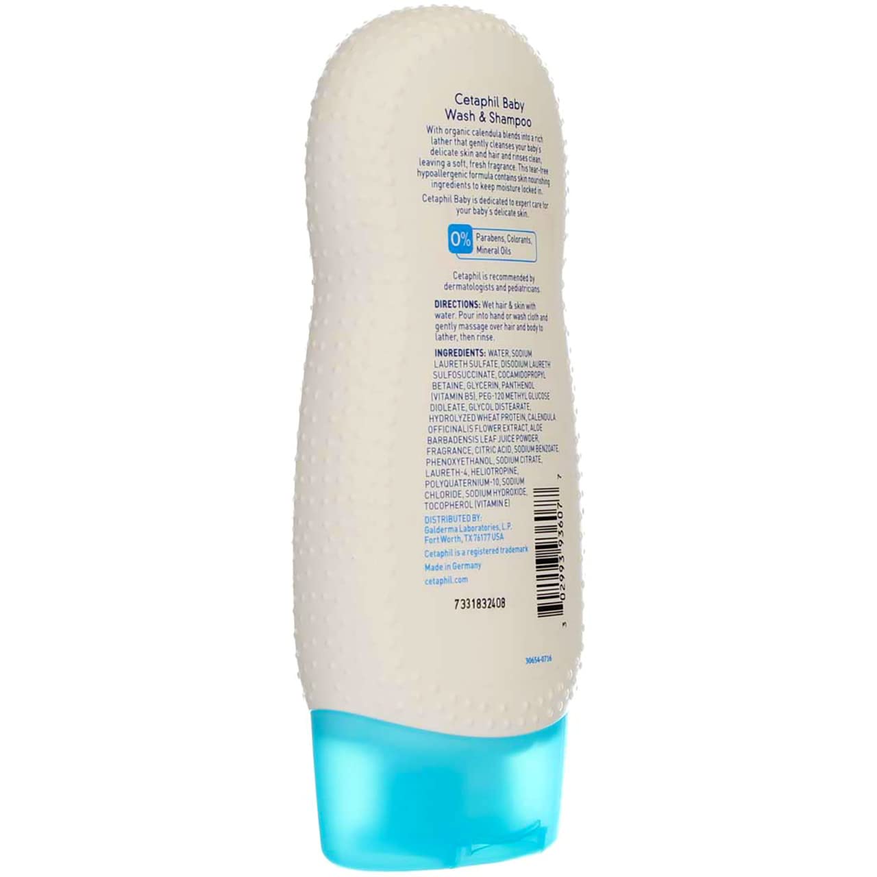 Cetaphil Baby - Wash & Shampoo - with Organic Calendula - Net Wt. 7.8 FL OZ (230 mL) Per Bottle - Pack of 2 Bottles (Packaging/D