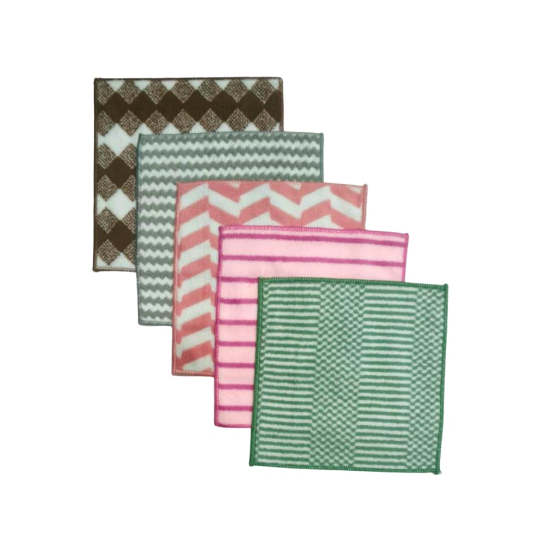 CRYSTALFRESH Microfiber White Small Napkin Size Face Towel (Random Designs & Color) (25 x 25 CM) Pack of 4