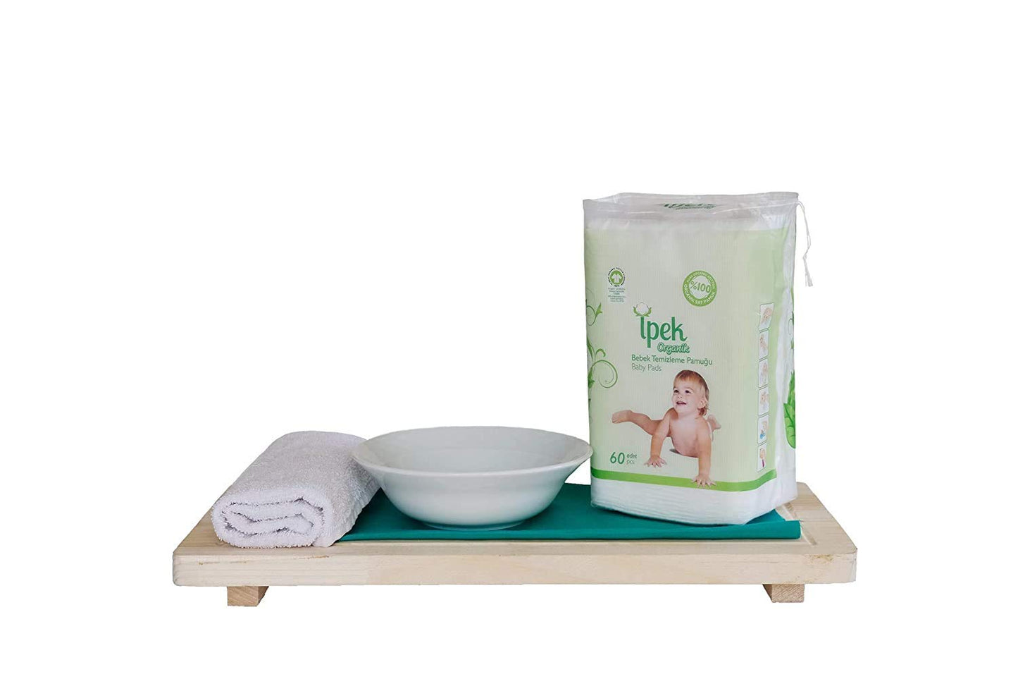 Baby Organic Large Dry Pads 100% Cotton Squares For Baby Care Diapering (60 Count)