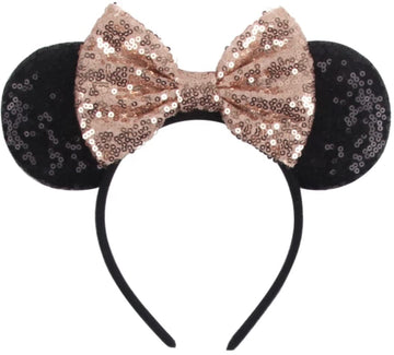 Clgift Rose Gold Minnie Ears, Iridescent Minnie Ears, Silver Gold Blue Minnie Ears, Rainbow Sparkle Mouse Ears,Classic Red Sequi