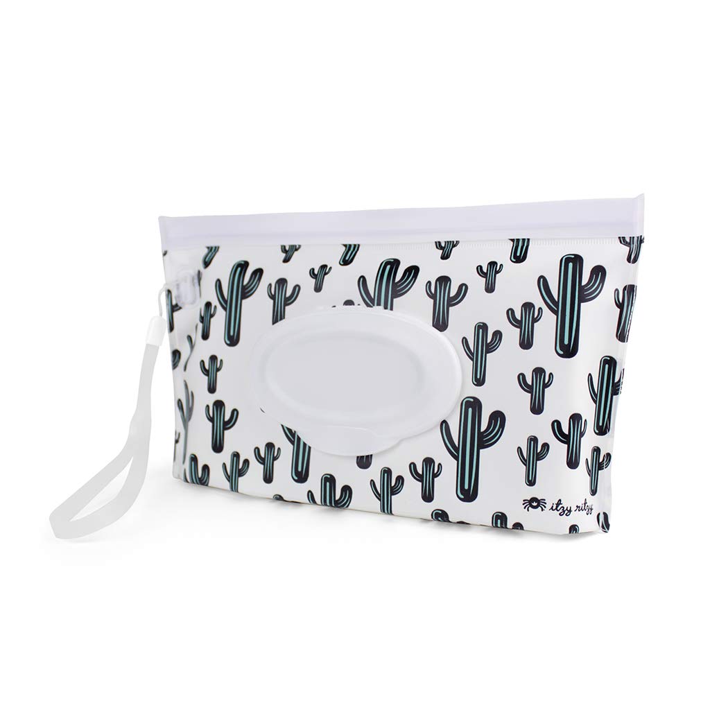 Itzy Ritzy Travel Wipes Case - Reusable Wipe Pouch - Take & Travel Pouch Holds Up To 30 Wet Wipes, Includes Silicone Wristlet St