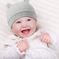 6 Pieces Newborn Baby Hat Bear Ears Infant Caps Baby Boy Girl Toddler Hats Infant Beanie Caps For 0-3 Months (Black White, Black