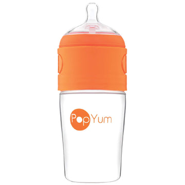 Popyum 9 Oz Orange Anti-Colic Formula Making/Mixing/Dispenser Baby Bottle With #2 Medium Flow Nipple, 260 Ml, Bpa-Free, Natural
