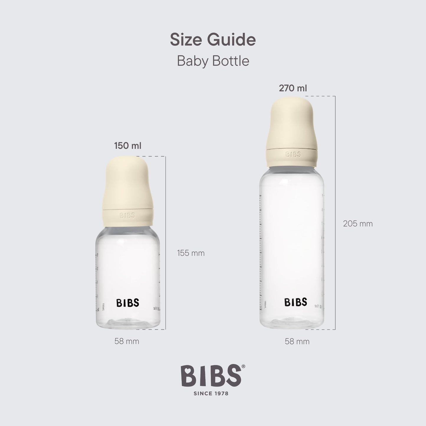 Bibs Baby Bottle 9 Oz / 270 Ml Silicone Nipple - Anti-Colic, Bpa-Free, Round Nipple, Medium Flow, Lightweight & Easy To Clean, S