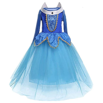 Dreamhigh Sleeping Beauty Princess Party Girls Costume Dress (Blue, 5-6 Years)