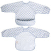 Ali+Oli Smock Bib for Baby (1-pc) Long Sleeve (Blue Checkers) BPA-Free Oeko-Tex Certified, Mess Proof Baby Bib for Eating, Water