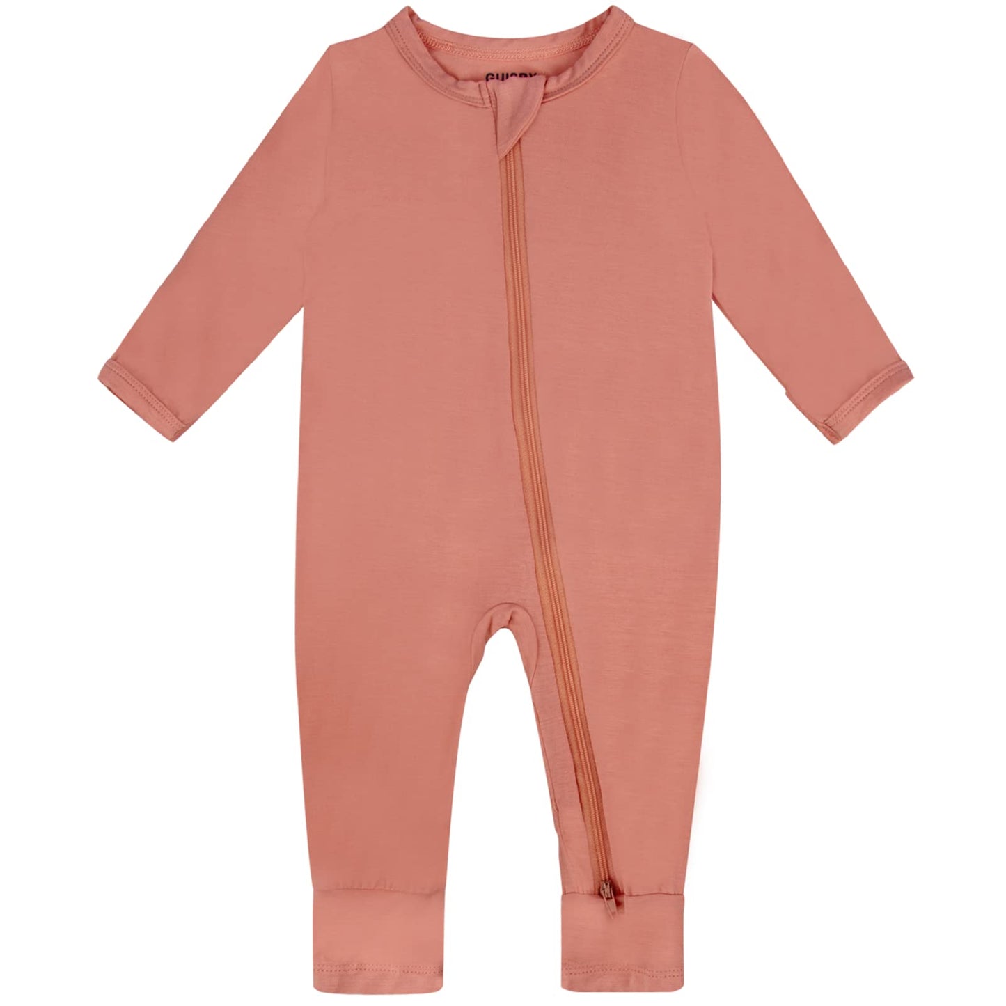 Guisby Rayon Footless Pajamas, Long Sleeve Newborn Zipper Sleepers Baby Boy Orange