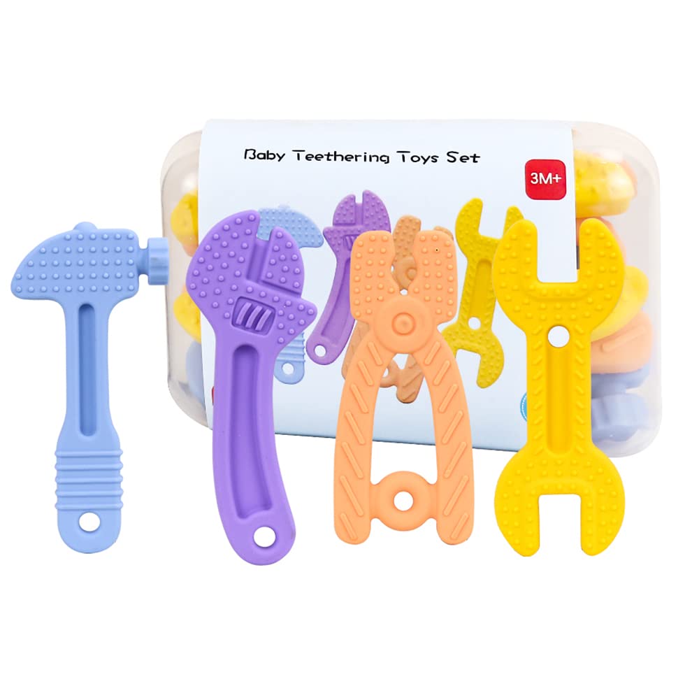 Zdolmy Teething Toys for Babies 0-6 Months 6-12 Months, Baby Teething Toys Set, BPA-Free Silicone, Soft Textures, Molar Teether,