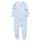 O2 Baby Baby Boys Girls Organic Cotton Zip Front Sleeper Pajamas, Footed Sleep 'N Play(6-12Months, Blue)