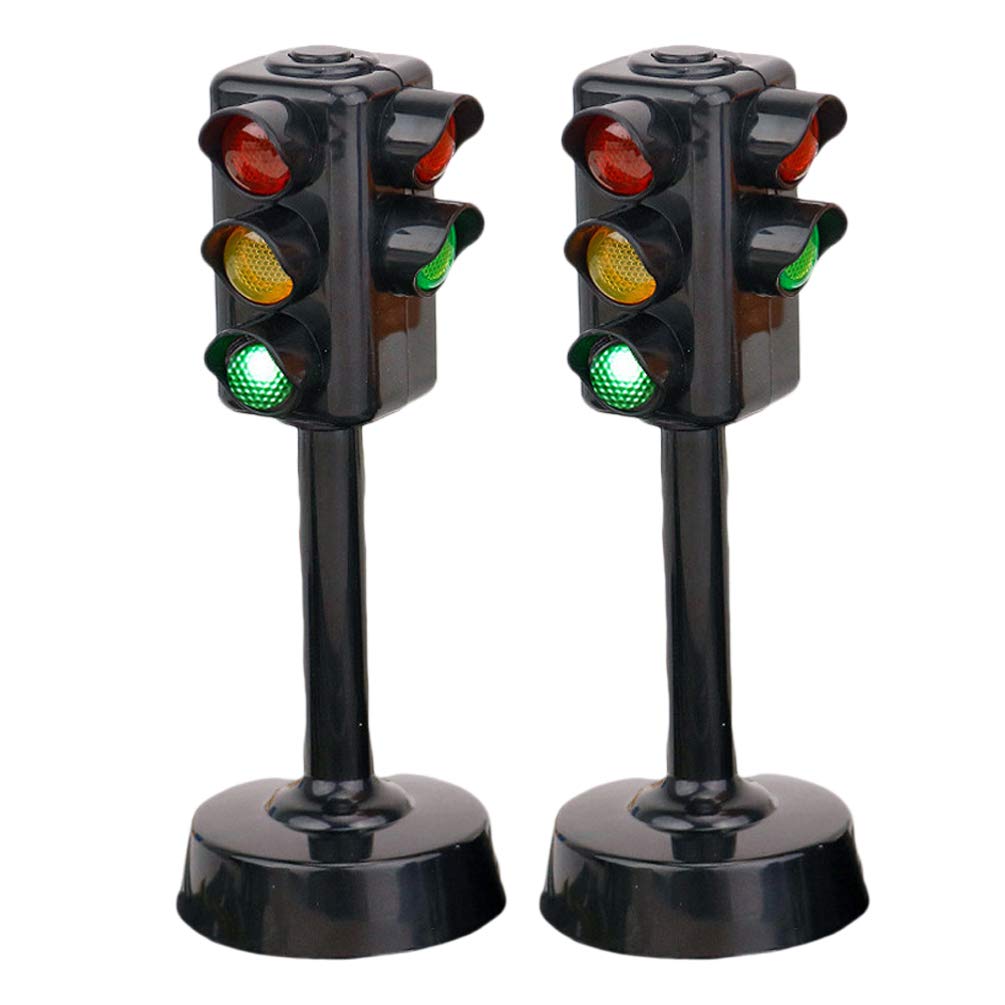 Kisangel 2pcs Traffic Signals Lamp Toy Traffic Lights with Sound Light Early Education Toy for Kindergarten Kids Toddler Baby Ki
