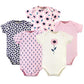 Touched By Nature Unisex Baby Organic Cotton Bodysuits, Blossoms, 12-18 Months