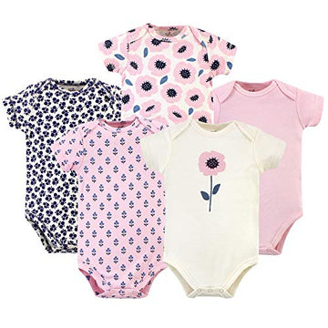 Touched By Nature Unisex Baby Organic Cotton Bodysuits, Blossoms, 12-18 Months