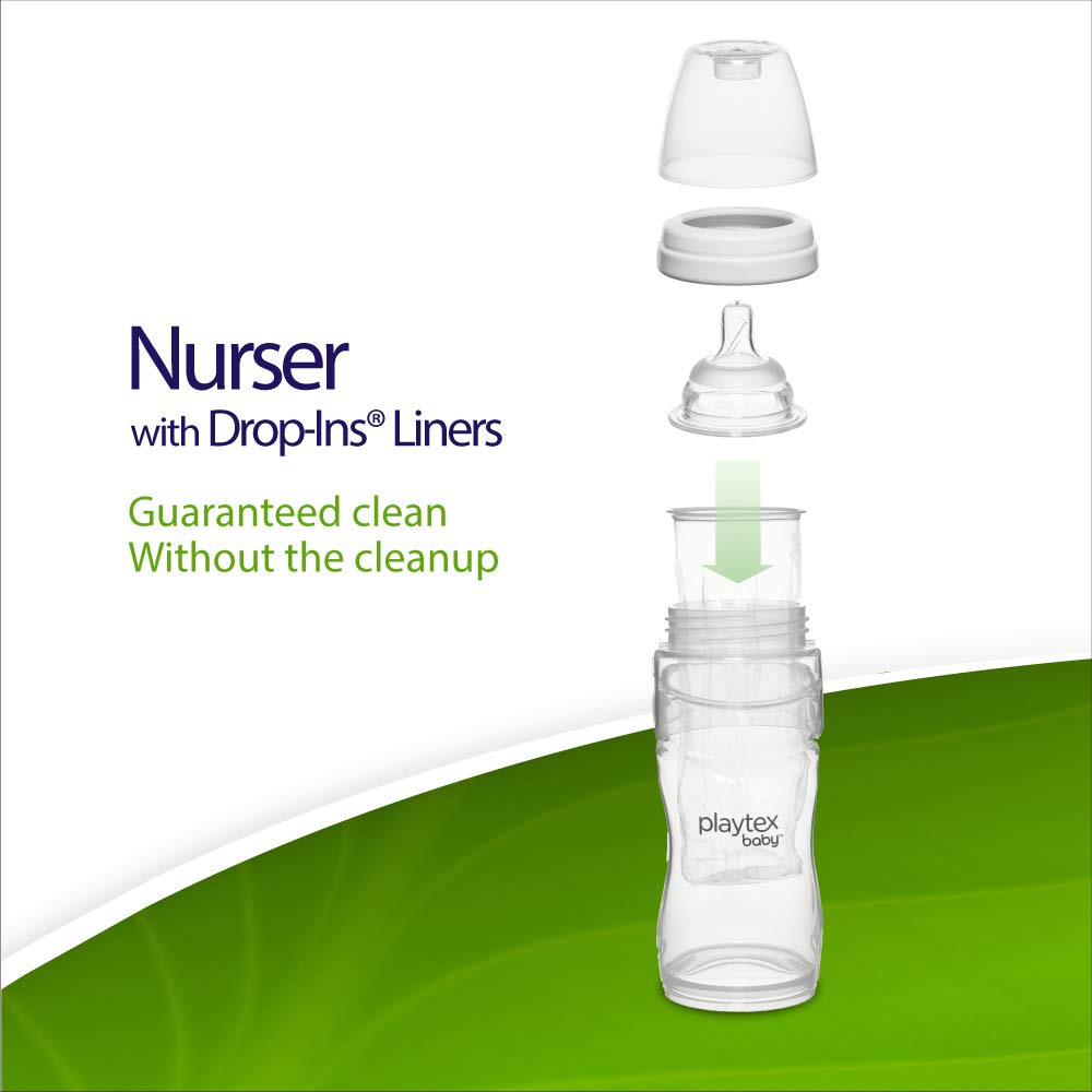 Playtex Baby Nurser Bottles Drop-Ins Recyclable Disposable Liners, Pre-Sterilized, 4 Oz, 50 Count
