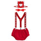 Baby Boy My First 1St Valentine'S Day Birthday Party Cake Smash Outfit Cotton Diaper Cover Shorts Pants Y-Back Suspenders Bow Ti