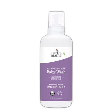 Earth Mama Baby Wash Foaming Hand Soap, Organic All-Purpose Lavender Body Wash For Sensitive Skin, Castile Soap With Coconut Oil
