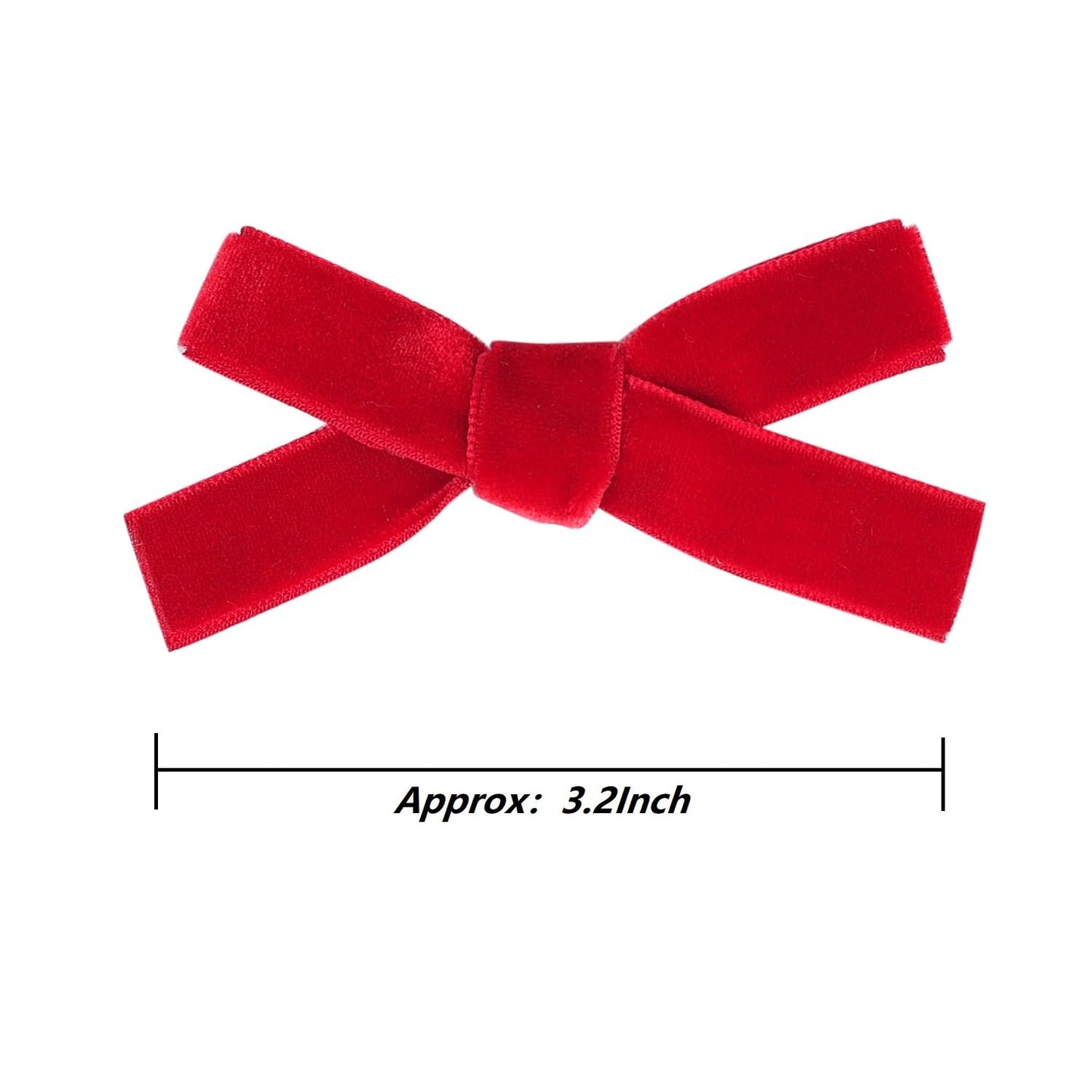 Cute 3.2' Red Assorted Velvet Bow Hair Clips For Baby Girls, Toddlers, Kids, And Teens - 2 Pack