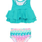 Rufflebutts Baby/Toddler Girls Mermaid Aqua Ruffle Bikini - 3-6M