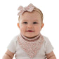 Polka Tots Cotton Floral Print Bow Headband With Reversible Bandana Bib Set  Pink
